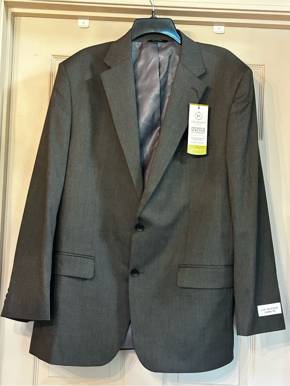 NWT J.M. Haggar Men's 46 Long Gray Two-Button Sport Coat - Haggar Suit Formal